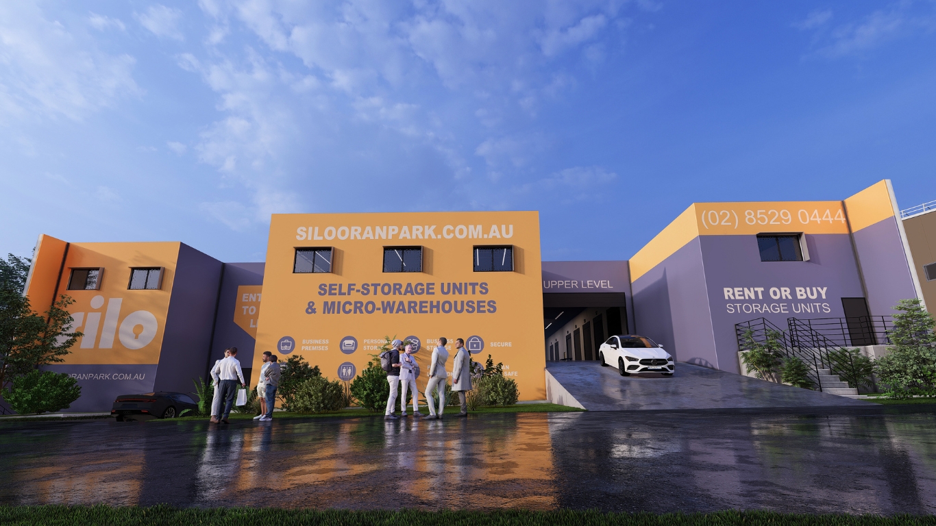 Silo Oran Park Front Self Storage Complex Facade From Street View With Driveway access