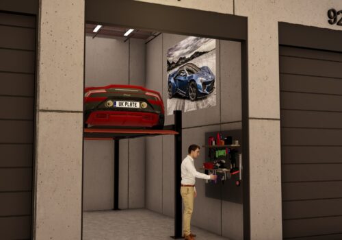 Inside self-storage unit at Silo Oran Park storage complex. Ideal for personal use to keep valuable belongings and vintage cars secure and safe